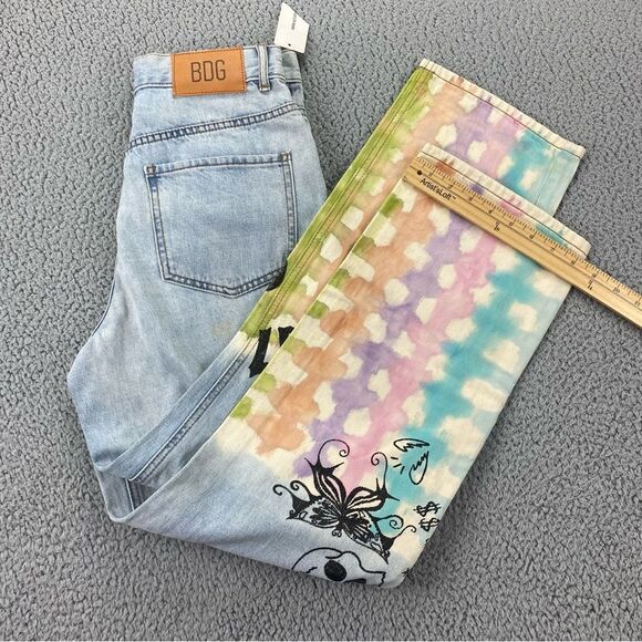 BDG Cowboy Straight Leg Tie-Dye Doodle Designs High Waisted Jeans  |  Size:  28 - Picture 10 of 16